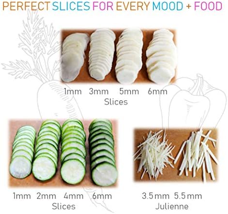 Mandolin Slicer Adjustable Mandoline | Best Hand-Held Cutter for Vegetable Potato Zucchini Food | Professional Steel Blade - Safe Finger Guard
