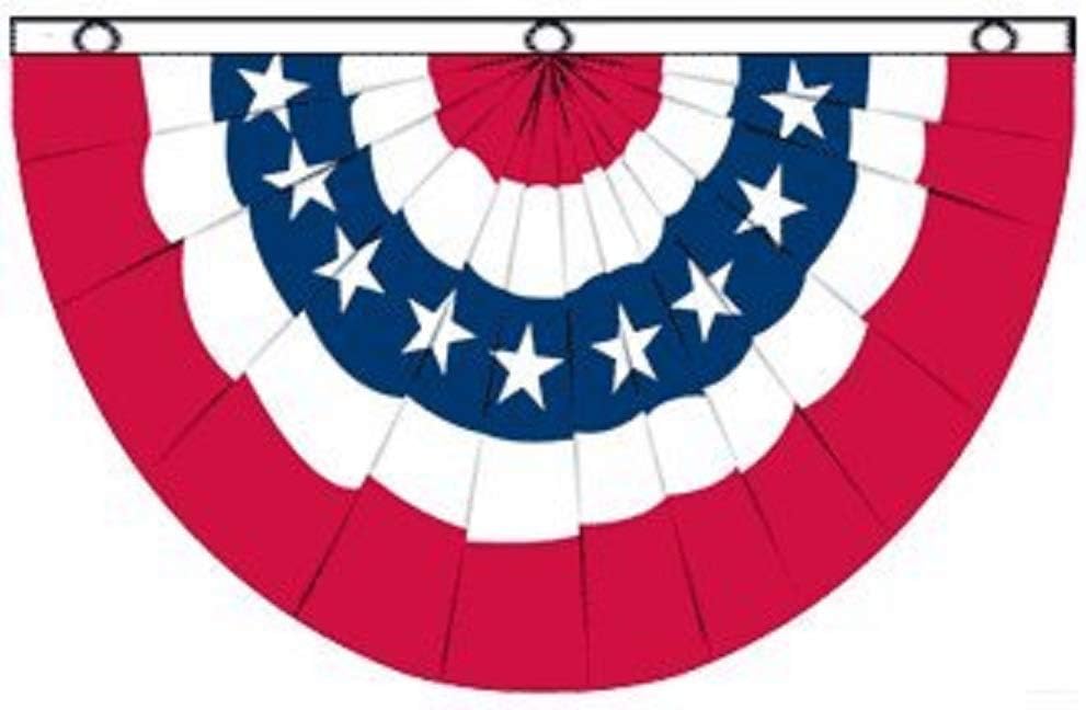 (Pack of 2) USA Bunting 5x3 Ft July 4th Holiday Party Flag Bold Vibrant Colors UV Resistant Golden Brass Grommets Durable 100-D Polyester Mighty