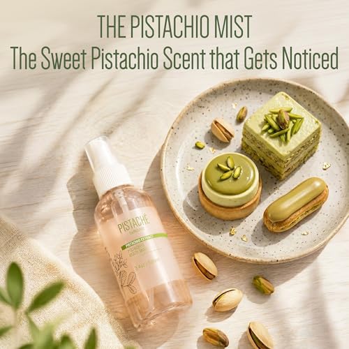 Pistaché Skincare Pistachio Oil Body Mist Spray, Biscotti Fragrance, 3.4oz