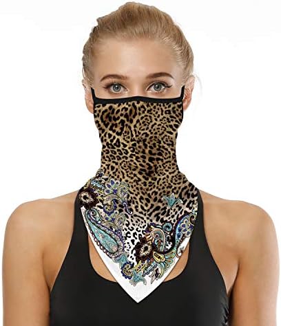 YAYOUREL Neck Gaiter Face Mask Bandanas for Men Women UV Face Scarf Cover Ear Loop Hole Facemask for Fishing Running Cycling