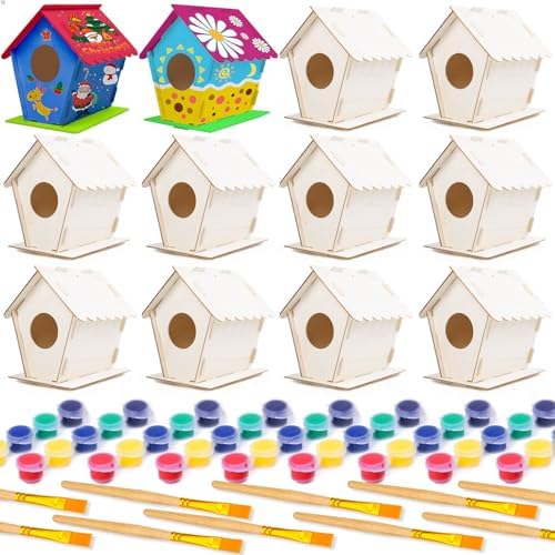 hapray 4 Pack Bird House Craft Kit, DIY Birdhouse for Kids to Build & Paint