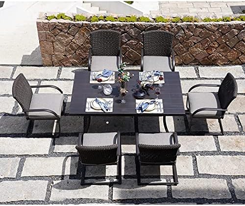 Grand patio 4 Pieces Outdoor Patio Metal Dining Chairs, C-Spring Motion Wicker Dining Chairs Set of 4 with Seat Cushions for Lawn Garden Backyard Deck
