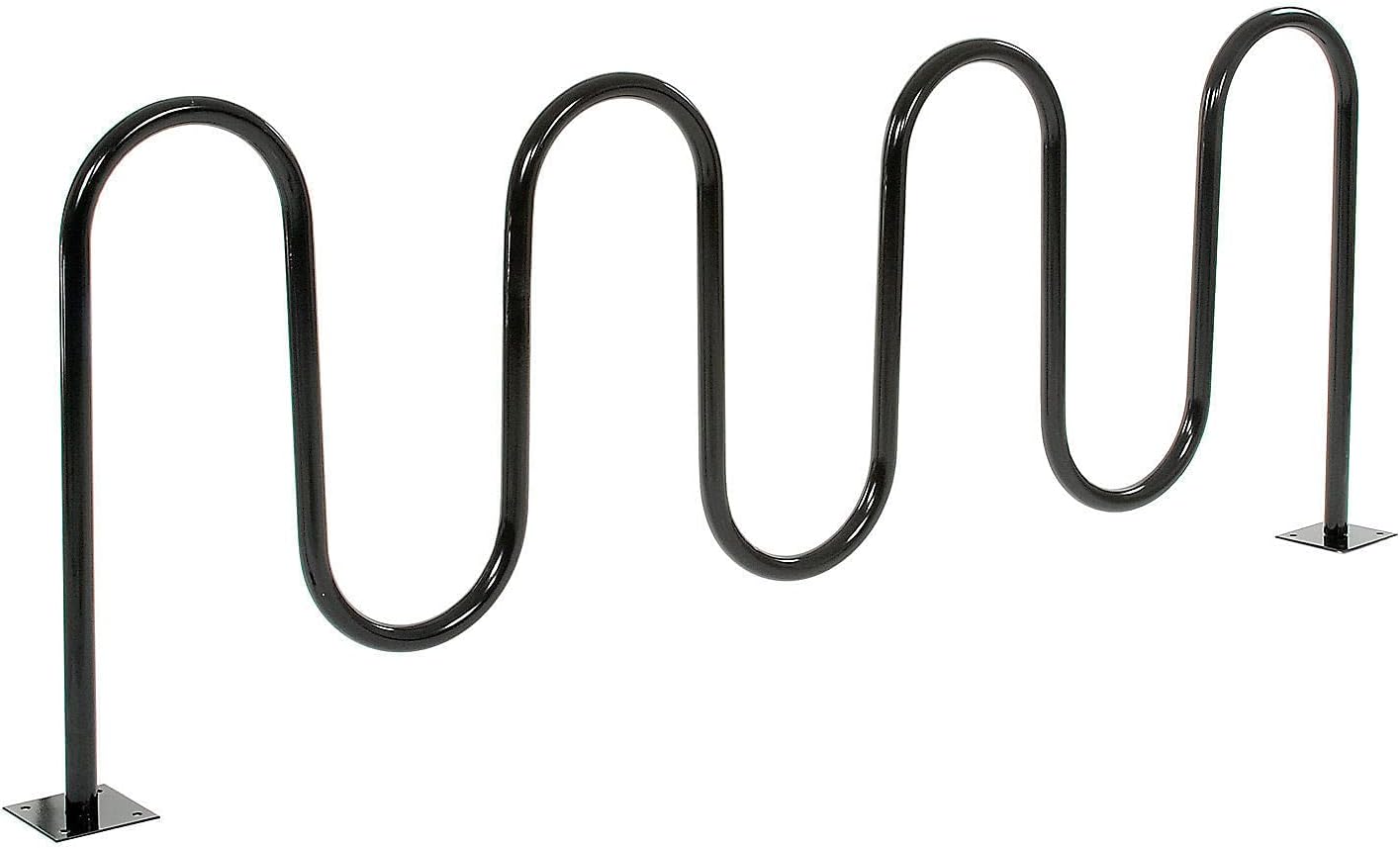 Global Industrial 94" L Wave Bike Rack, Fange Mount, 9-Bike Capacity, Black | Powder Coated Steel, Commercial Bike Rack for Stores, Parks