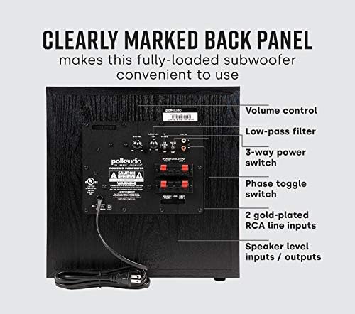 Polk Audio PSW10 10" Subwoofer, Big Bass Compact Design, Up to 100 Watts
