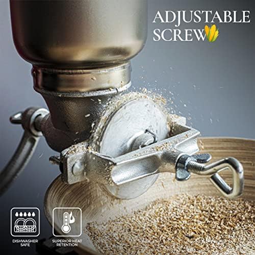 Alpine Cuisine Manual Cast Iron Coffee Grinder 17" High Hopper Multi-Purpose Mill for Corn Nuts Wheat Spices Seed Herbs Heavy Duty for Kitchen Homes