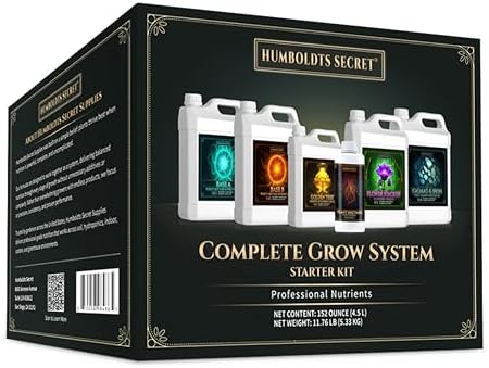 Humboldts Secret Starter Kit Pack | Indoor and Outdoor Plant Fertilizer and Hydroponic Nutrients | Base A & B, CalMag and Iron, Golden Tree, Flower Stacker, Plant Enzymes | Complete Garden System
