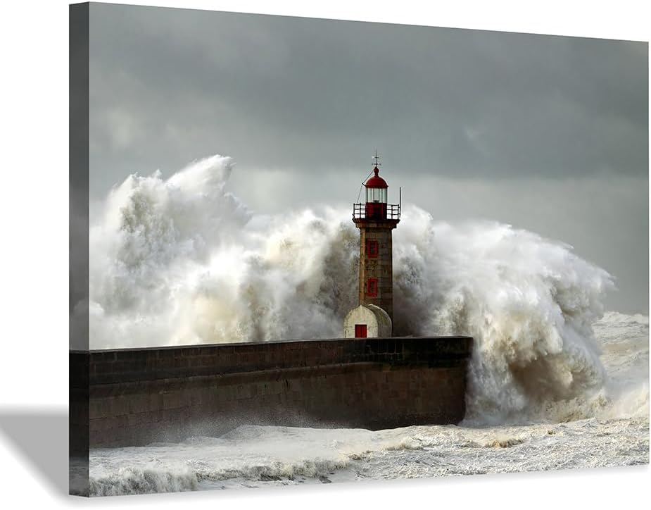 Hardy Gallery Ocean Wave Canvas Wall Art Coastal Decor 16x11 Inch