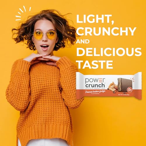Power Crunch Protein Energy Wafer Bars, Peanut Butter Fudge, 1.4 Ounce (12 Count)