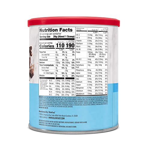 SlimFast Meal Replacement Powder, Original Rich Chocolate Royale, Weight Loss Shake Mix, 10g of Protein, 52 Servings (Packaging May Vary)