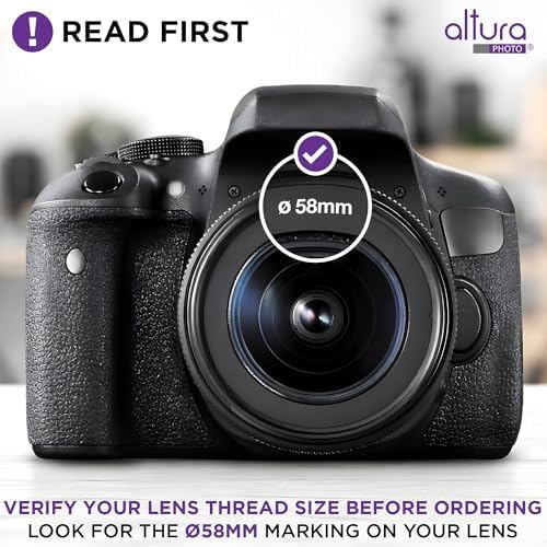 Altura Photo 58mm Camera Lens Hood for Canon Rebel T7, T6, EOS Accessories | Blocks Glare & Protects Your Lens from Bumps, Easy Snap-On Fit