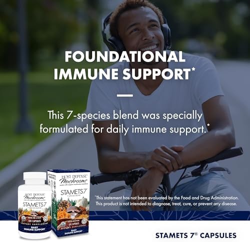 Host Defense Stamets 7-7 Species Blend - Mushroom Supplement for Immune Support - Includes Royal Sun Blazei, Cordyceps, Reishi, Maitake, Lion's Mane, Chaga & Mesima - 60 Capsules (30 Servings)*