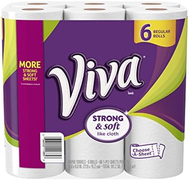 VIVA Choose-A-Sheet Paper Towels White Regular Roll 6 Count, Cloth-Like Texture, Strong & Soft Paper Towels for Ultimate Clean, 6 Count (Pack of 1)