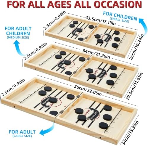 moopok Fast Sling Puck Game - Fast Action Super Foosball Table Desktop Battle Slingshot Wooden Air Hockey Board Game -Guaranteed Fun for Family Game