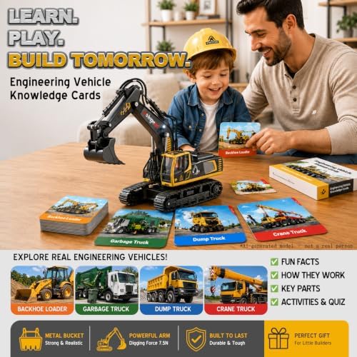 kolegend 1:18 Scale RC Excavator Toy with Metal Shovel, 11 Channels Remote Control Construction Truck