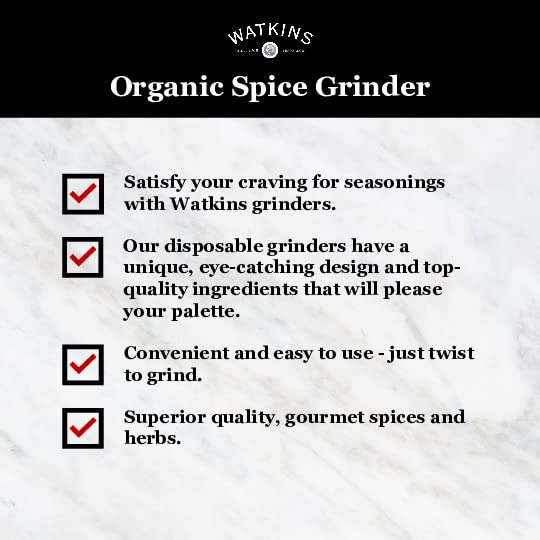 Watkins Organic Grinder, Garlic Peppercorn, 2.7 Ounce, 3-Pack
