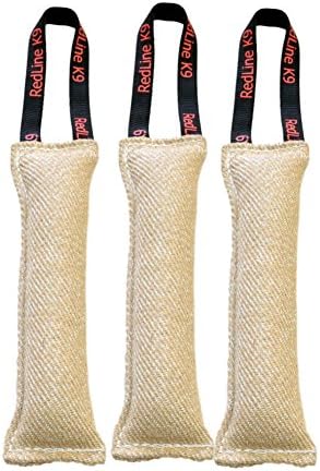 Redline K9 Bundle of 3 Jute Tug Toys 3" x 8" with 1 Handle