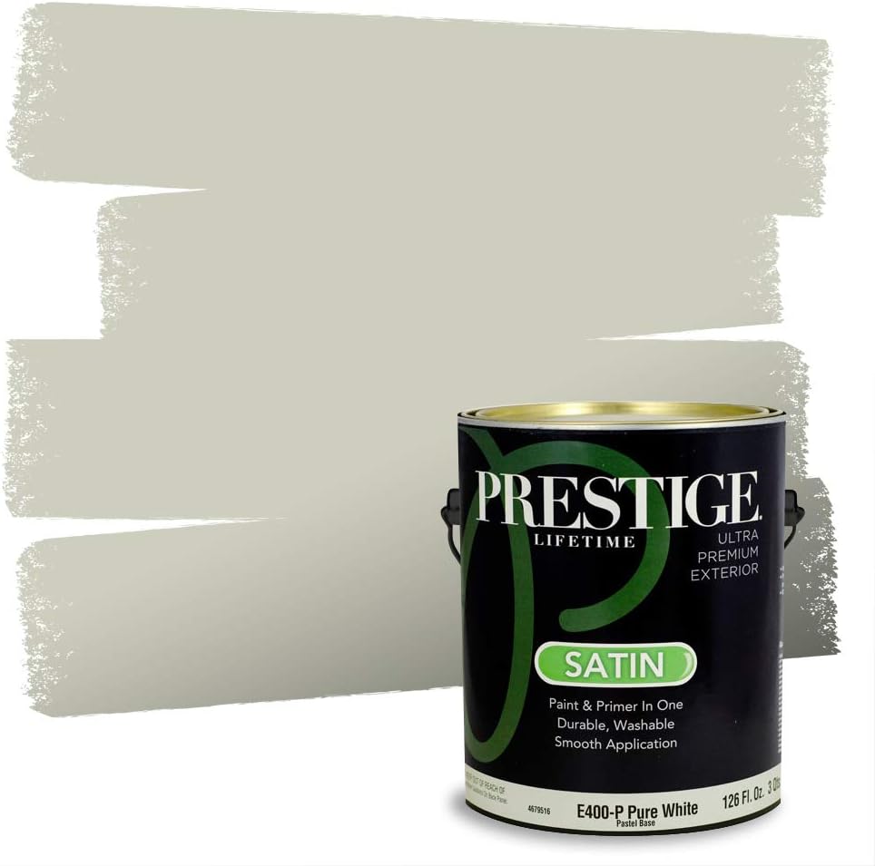 PRESTIGE Paints Exterior Paint and Primer In One, 1-Gallon, Flat, Comparable Match of Sherwin Williams* Coastal Plain*