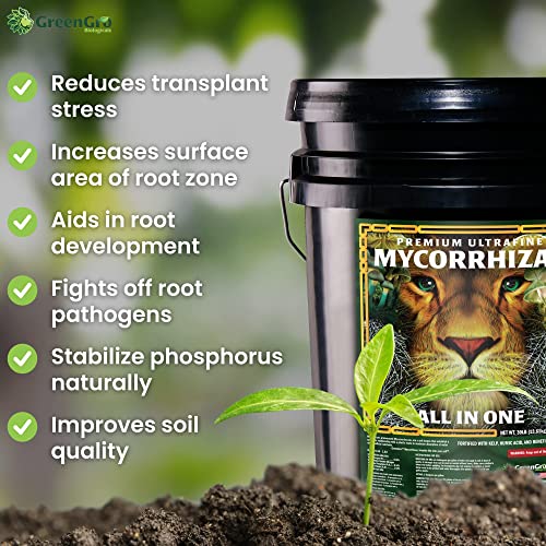GreenGro Myco Mycorrhizal Inoculant, 8 oz, from Superior Strains | Ultrafine, Water Soluble Root Enhancer, Improves Nutrient Uptake, Eases Transplant, Indoor & Outdoor Plant Fertilizer