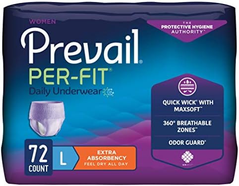 Prevail Per-Fit for Women Daily Protective Underwear, Pull-up Disposable Adult Diaper for Women, Extra Absorbency, Medium, 80 Count (4 Packs of 20) | Disposable, Incontinence, Extra Absorbency