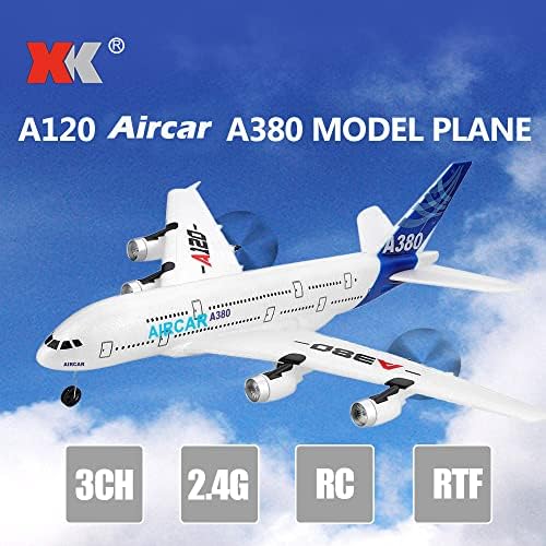 GoolRC RC Airplane, WLtoys XK A120 A380 Aircar Model Plane, 3CH 2.4G Remote Control Airplane, EPP Fixed-Wing RC Aircraft RTF Toy for Adults