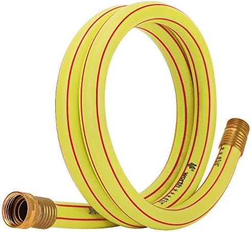 Lead-in Yellow Short Garden Hose 3/4 in. x 5 ft. -No Kink, Leak Free, Flexible, Male to Female Fittings -Heavy Duty Lightweight PVC Water Hose -150PSI Work & 500PSI Burst, for Reel Cart & Outdoor Use