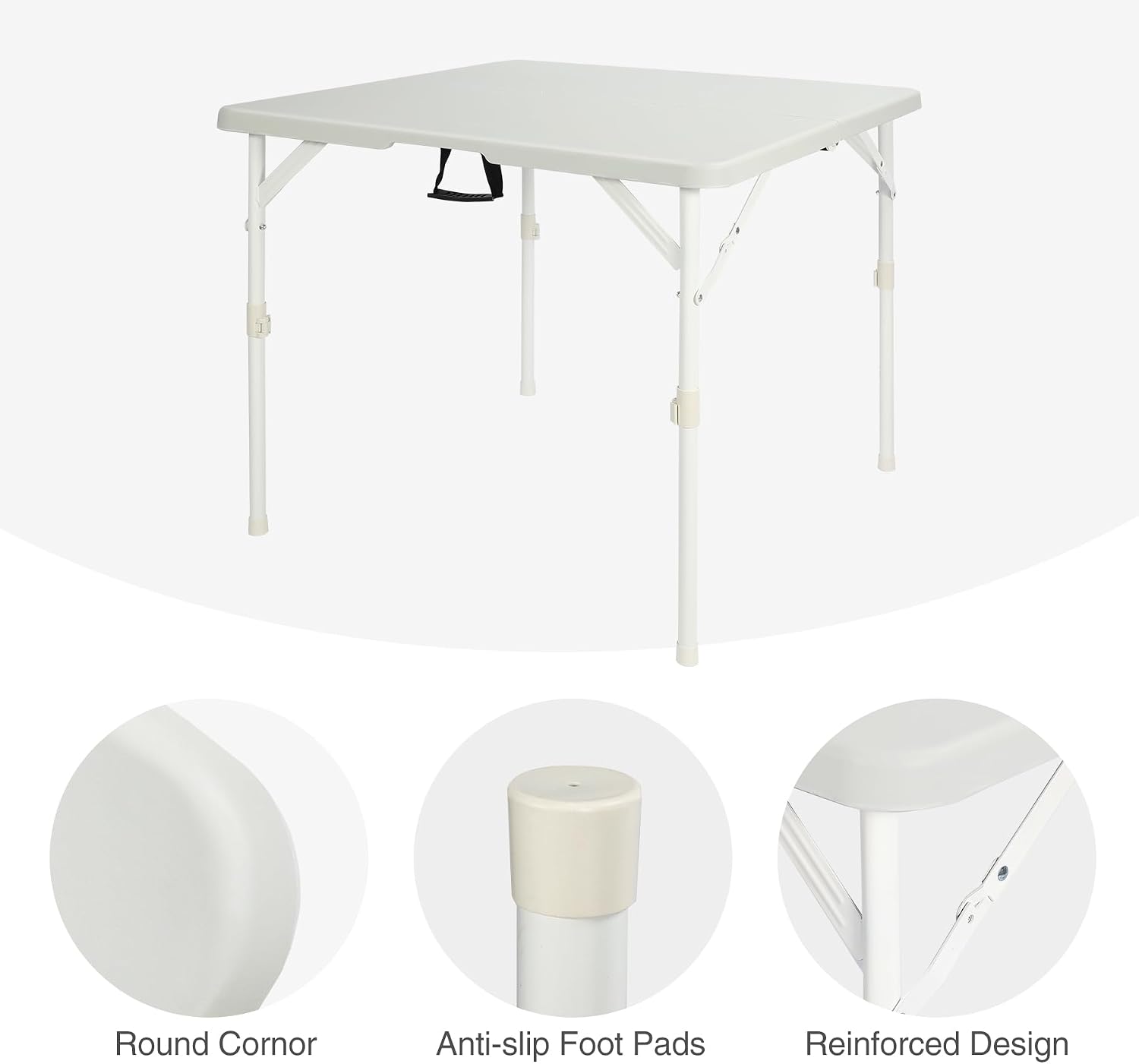 REDCAMP 34" Square Folding Card Table with Resin Top, Portable Fold in Half Small Card Tables with Collapsible Legs for Adults Indoor Outdoor Use