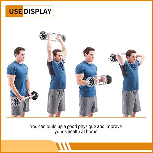 uyoyous 34'' Olympic Triceps Bar Solid Weight Bar with 2 Ring Collars