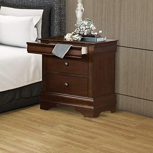 Benjara Benzara Wooden Nightstand with Hidden Drawer, Brown,