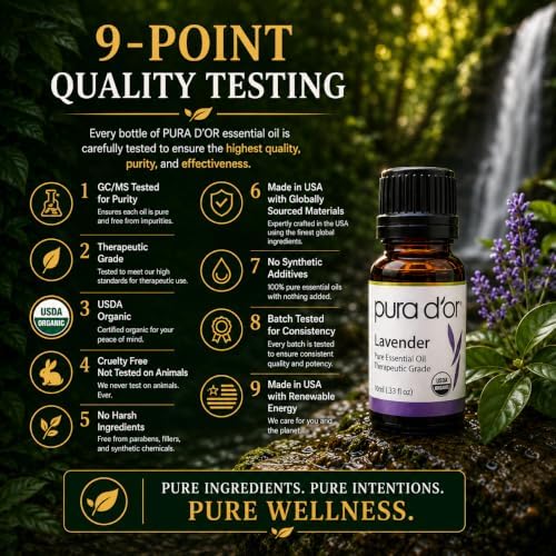 PURA D'OR Organic Perfect10 Essential Oils Aromatherapy Box Set, 10mL x10