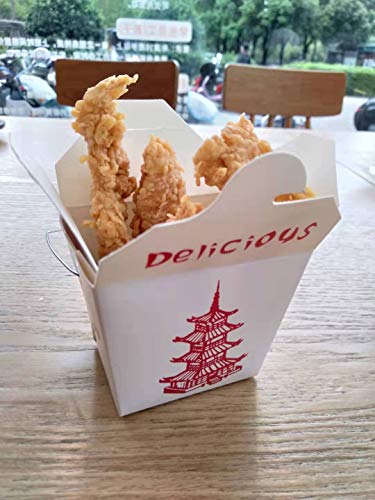 50 Pack 8oz Chinese take out box 8-OZ Bio Noodle Take Out Food Container: Perfect for Takeout Restaurants - White - Disposable and Recyclable (50)