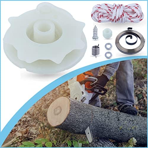 Adefol Chainsaw Recoil Starter Pulley Spring Kit for Poulan PP4218 PP4620AV PPB4018 SM4218AV with Recoil Spring W/Hub, Starter Rope