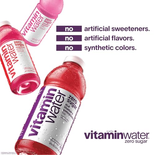 vitaminwater Squeezed Lemonade Zero Sugar, Flavored Water Beverage Bottles, 20 fl oz, 12 Pack