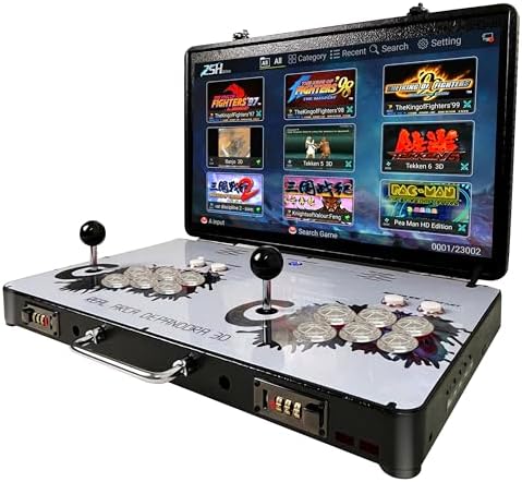 Portable 20000 in 1 Metal Box 3D Arcade Game Console, 22 inch Screen Retro Electronic Game Console, with Search/Hide/Save/Load/Pause Functions