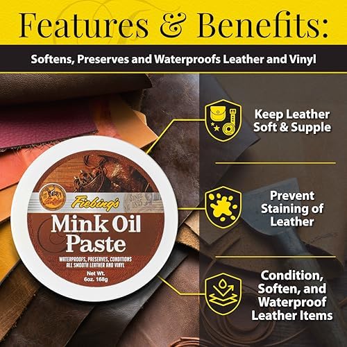 Fiebing's Mink Oil for Leather Boots (6 oz) - Leather Cleaner & Conditioner - Waterproof, Preserve, Soften All Smooth Leathercraft & Vinyl - Prevents Salt Stains - Use On Couch, Shoe, Purse & Belt