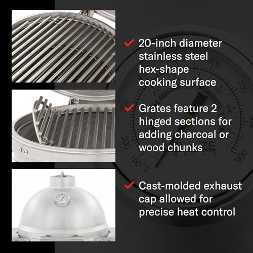 Blaze 20‑Inch Cast Aluminum Kamado Grill | Heavy-Duty 1″ Cast Aluminum Body | 20″ Hex Stainless Grates | Tongue‑and‑Groove Seal