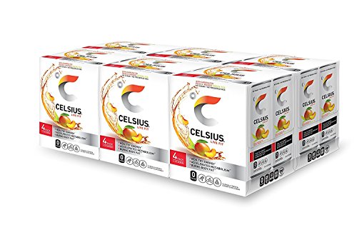 CELSIUS Sparkling Peach Vibe, Functional Essential Energy Drink 12 Fl Oz (Pack of 4)