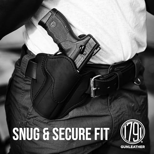 1791 Gunleather OWB Holster, Fits Glock 19, 26, 27, Shield Plus, VP40, XDS | Right-handed leather gun holster also fits Glock 17, 23, 19X, Sig P365 XMacro, Taurus G3C, Ruger Max 9, S&W Equalizer