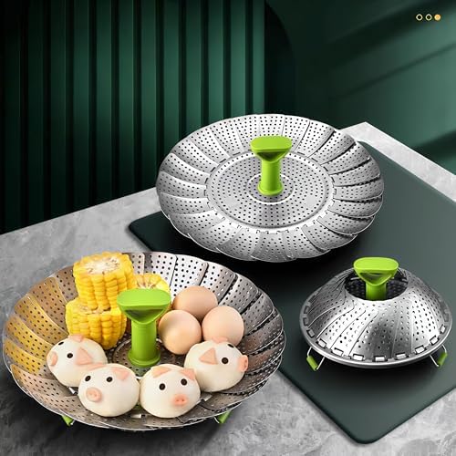 Vegetable Steamer Basket, Stainless Steel Folding Steamer Basket Insert for Veggie Fish Seafood Cooking