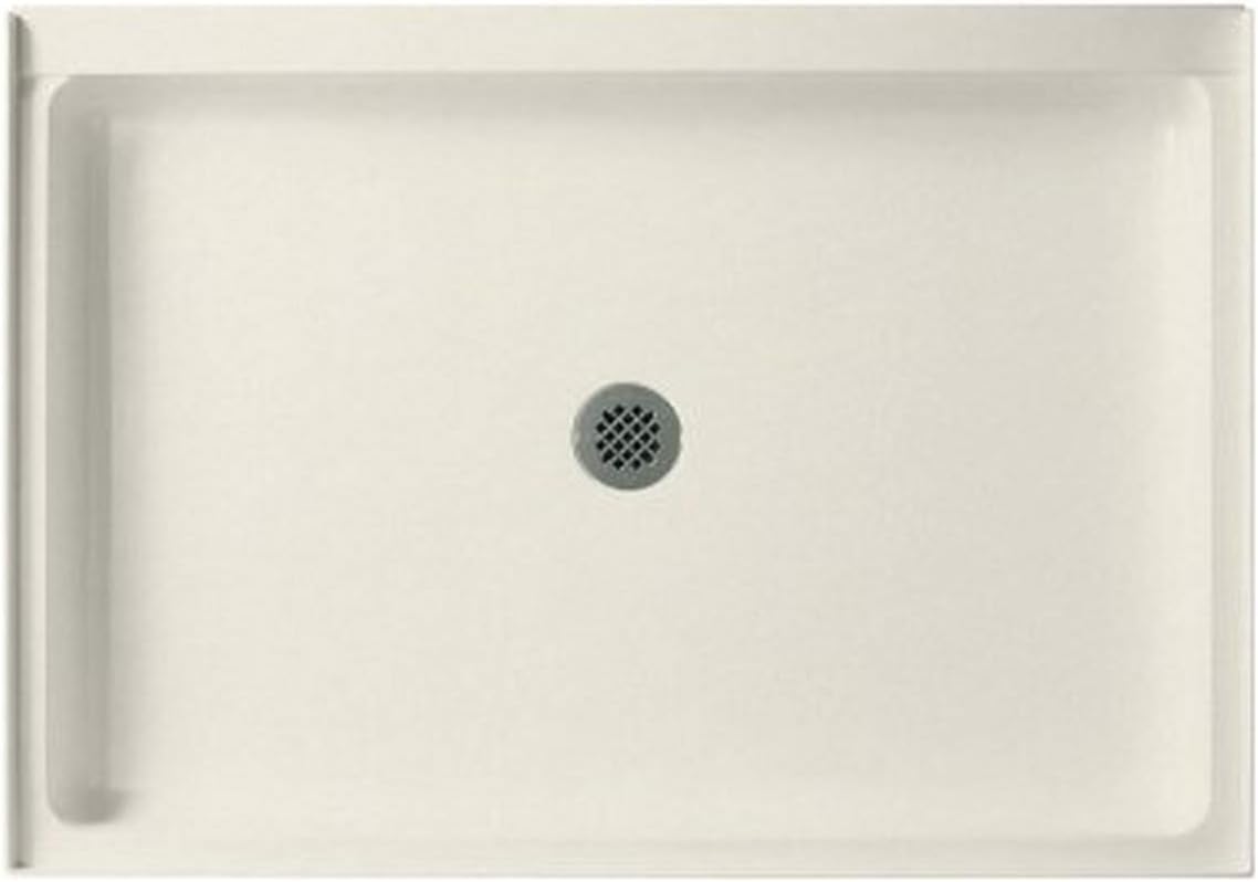 Swan SF03454MD.011 54-in L x 34-in W x 5.5-in H Solid Surface Shower Base, Tahiti White