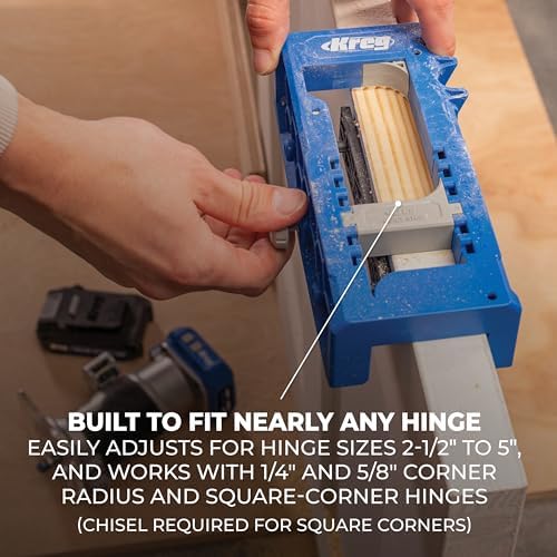 Kreg Door Hinge Routing Jig - Adjustable Jig with Router Bit Depth Guide for Precise Mortises - Professional Door Hinge Installation Tool for