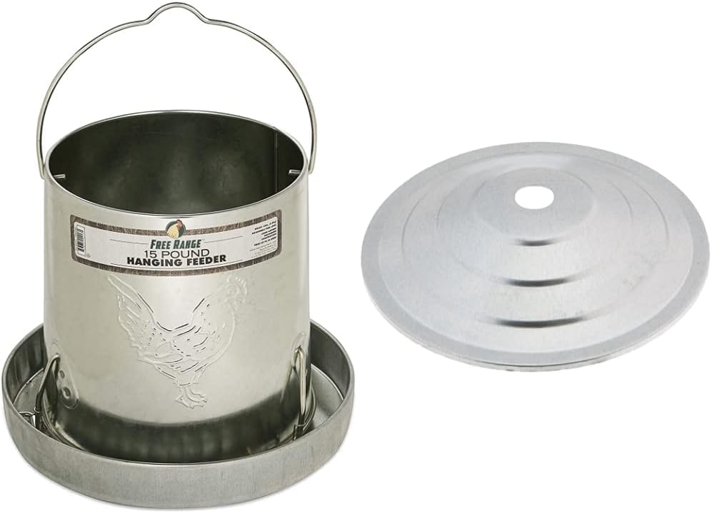 Harris Farms 1000293 Galvanized Hanging Poultry Feeder, 15 lbs, Metal