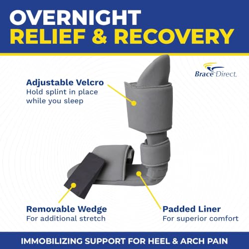 Brace Direct Padded Night Splint 90 Degree Sleeping Boot - Immobilizing Stretching Support for Plantar Fasciitis, Drop Foot, Achilles Tendonitis