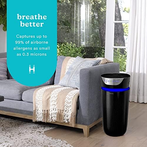 Homedics 5-in-1 UV-C Air Purifier - 360-Degree HEPA Filter for 1, 593 Sq Ft, Extra Large Air Purifiers for Bedroom and Home, Essential Oil Pads