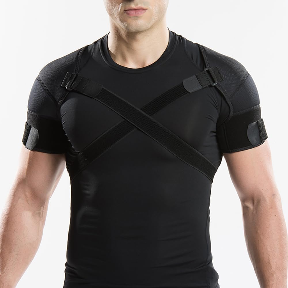 Double Shoulder Support Brace Strap Wrap Neoprene Protector,L
