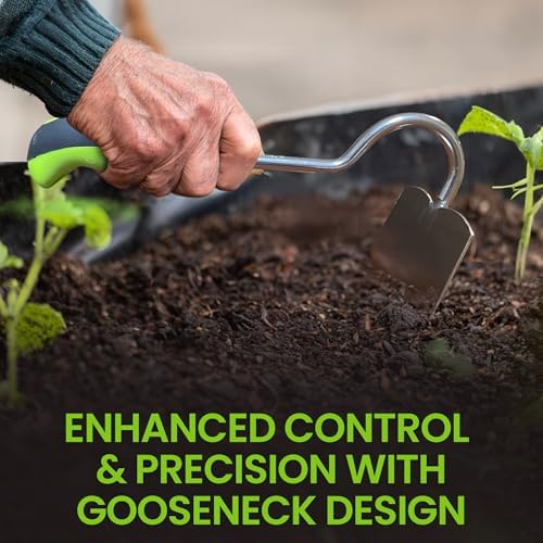 Garden Guru Hand Hoe Tiller Cultivator Tool - Stainless Steel for Ultimate Strength - Rust Resistant - Ergonomic Handle - Great for Gardening