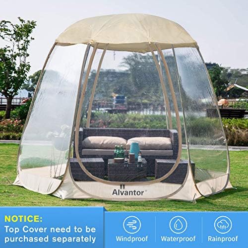 Alvantor® Pop Up Bubble Tent® - 6’ x 6’ Instant Igloo Tent® - 2-3 Person Screen House for Patios - Large Oversize Weather Proof Pod - Cold