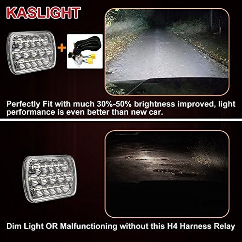H6054 LED Headlight H4 Relay Harness for Jeep Toyota Subaru 9003 | Upgrade sealed beam headlights with fused wiring. Fits H6054 H6024 9003 5x7 7x6