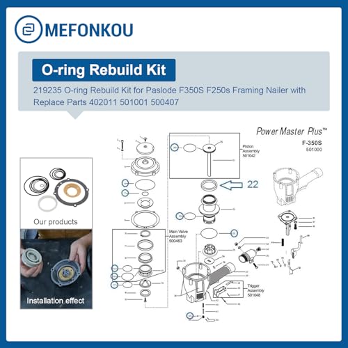 219235 O-Ring Repair Kit Replace Parts 402011 501001 500407 for Paslode F350S F250s Framing Nailer