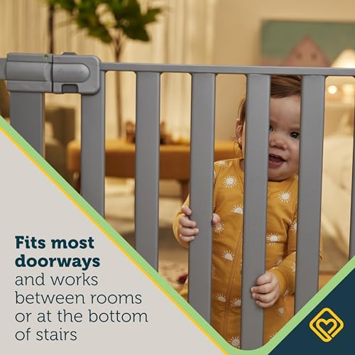 Safety 1st Easy Install Walk Thru Baby Gate for Doorway With Door, Dog Gates, Fits 29"-38", Easy Install 28" Tall, White