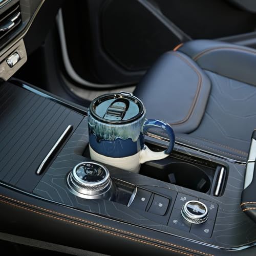 Bosmarlin Ceramic Travel Coffeel Mug with Handle and Lid, 18 oz, Portable Coffee Cup for Car Cup Holder, Microwave and Dishwasher Safe